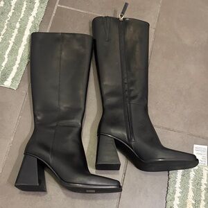 Real Leather Sleek Black Heeled Boots from Feners Spain